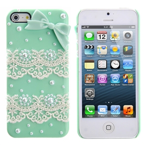 BuySKU70025 Sweet 3D Bling Pearl Decor Lace Bowknot Style Hard Protective Back Case Cover for iPhone 5 (Mint Green)