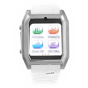 BuySKU70288 TW206 One SIM Quad-Band 1.5-inch Touch Screen Wrist Watch Cell Phone with Silicone Band /Bluetooth /Camera (White)