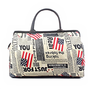 BuySKU75383 Fashion American National Flag Pattern Zippered Waterproof Unisex Travel Tote Bag Handbag