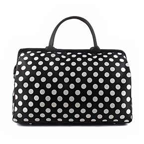 BuySKU75385 Fashion Black & White Dots Pattern Zippered Waterproof Unisex Travel Tote Bag Handbag