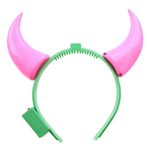 BuySKU75185 Ox Horn Devil Headband Headwear with LED Flashing Light for Halloween (Green & Pink)