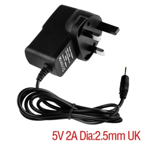 Portable Round 2.5mm-jack 5V/2A UK-plug AC Power Adapter Wall Charger (Black)