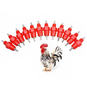 BuySKU74576 Portable Threaded Style Poultry Drinking Nipples Water Nipples for Chicken /Turkey /Geese /Duck - 10 pcs/set (Red)