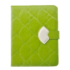 Stylish Monroe's Lips Style PU Magnetic Flip Case with Card Holder & Stand for iPad 2 /The new iPad /iPad 4 (Green)