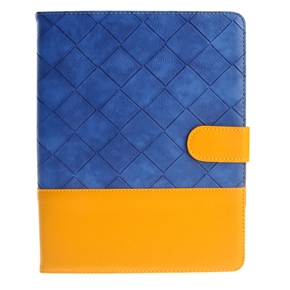 Stylish PU Protective Magnetic Flip Case Cover with Stand for iPad 2 /The new iPad /iPad 4 (Blue+Yellow)