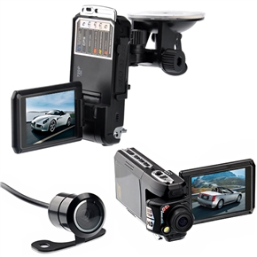 BuySKU67477 F900AV 2.5-inch 270 Rotating LTPS-TFT Dual Camera HD 720P Car DVR Recorder with External GPS /G-Sensor /Voice Switch