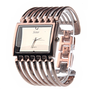 BuySKU70672 Fashion Rectangle-shaped Dial Women's Quartz Bracelet Wrist Watch (Rose Gold)