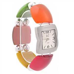BuySKU70587 LC 1658 Fashion Square Dial Women's Quartz Wrist Watch with Elastic Watchband (Assorted Color)