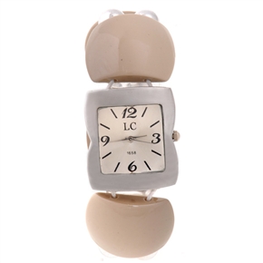 BuySKU70586 LC 1658 Fashion Square Dial Women's Quartz Wrist Watch with Elastic Watchband (Beige)
