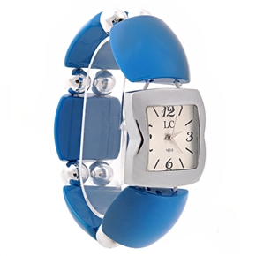 BuySKU70591 LC 1658 Fashion Square Dial Women's Quartz Wrist Watch with Elastic Watchband (Blue)