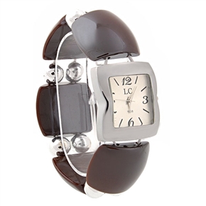 BuySKU70588 LC 1658 Fashion Square Dial Women's Quartz Wrist Watch with Elastic Watchband (Coffee)