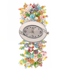 BuySKU70595 LC 1863 Fashion Oval Dial Rhinestones Decor Women's Bracelet Quartz Wrist Watch (Assorted Color)