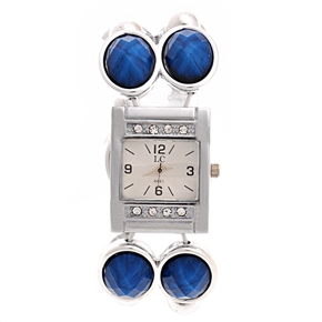 BuySKU70594 LC 8443 Fashion Square Dial Rhinestones Decor Women's Quartz Wrist Watch with Elastic Watchband (Royal Blue)