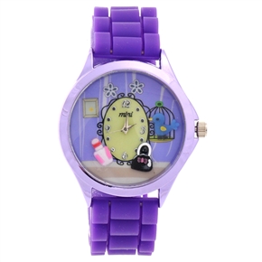 BuySKU70536 Lovely Small Bird Decor Dial Women's Quartz Wrist Watch with Silicone Band (Purple)