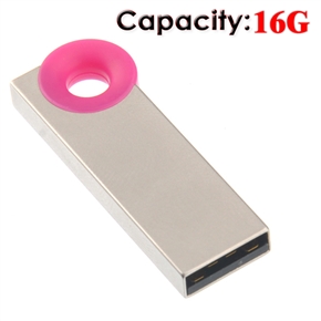 BuySKU70503 Mini Key Ring Design Stainless Steel 16GB USB Flash Drive U-disk (Rosy)