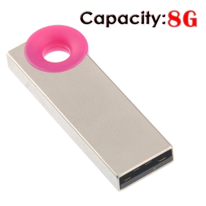 BuySKU70397 Mini Key Ring Design Stainless Steel 8GB USB Flash Drive U-disk (Rosy)