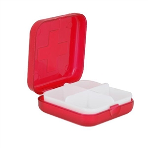 BuySKU70512 Mini Pill Box Durable Pill Case Harmless Pill Holder with Four Compartments (Red)