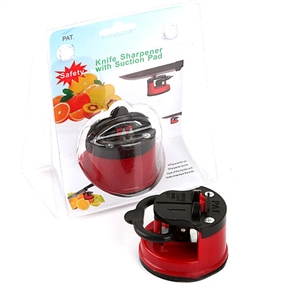 BuySKU70564 Portable Vacuum Base Tungsten Steel Knife Sharpener Grinder with Suction Pad (Red)