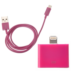 BuySKU70752 2-in-1 1M 8-pin USB Sync Data Charging Cable & 30-pin Female to 8-pin Male Adapter Set for iPhone 5 /iPad mini (Rosy)