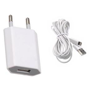 BuySKU71032 2-in-1 3M 8-pin USB Data Charging Cable & EU-plug USB AC Power Adapter Set for iPhone 5 /iPad 4 /iPad mini (White)