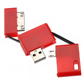 BuySKU70887 2-in-1 Folding Design 30-pin & Micro USB Sync Data Charging Cable for iPhone 4 /iPhone 4S /Samsung (Red)