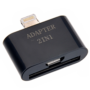 BuySKU70757 2-in-1 Micro USB Female/30-pin Female to 8-pin Male Adapter Converter for iPhone 5 /iPad mini /iPad 4 (Black)