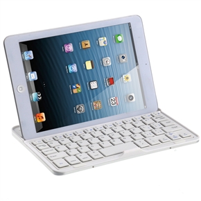 BuySKU71247 Aluminum Alloy Wireless Bluetooth V3.0 Keyboard Screen Protective Case with Stand for iPad mini (White)