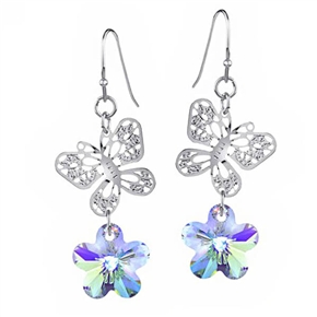 BuySKU70974 Beautiful Fluttering Butterfly Shaped Crystal Earrings Ear Pendants for Women