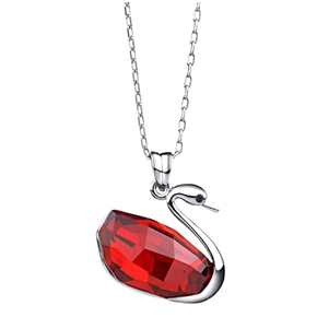 BuySKU70827 Beautiful Swan Shaped Crystal Pendant Necklace Jewelry for Women (Red)