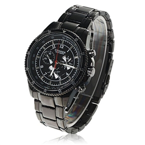 BuySKU71302 CURREN Round Case Men's Quartz Wrist Watch with Alloy Band (Black)