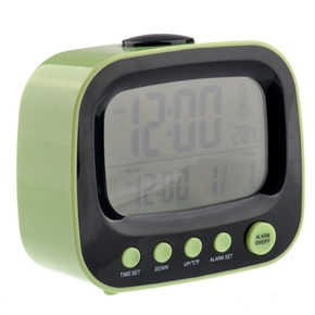 BuySKU71331 Creative TV Shaped Desktop Alarm Clock with Thermometer & LED Night Light (Light Green)