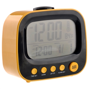 BuySKU71332 Creative TV Shaped Desktop Alarm Clock with Thermometer & LED Night Light (Yellow)