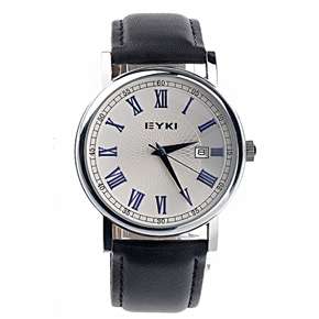 BuySKU71006 EYKI W8522G Stainless Steel Round Case Men Quartz Wrist Watch with Calendar & PU Band (Black)