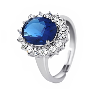 BuySKU70976 Elegant Dazzling Zircon Decor Adjustable Women's Finger Ring Jewelry (Royal Blue)