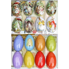 BuySKU70830 European Style Pattern Decor Hollow Easter Egg Tin Candy Box - 8 pcs/set