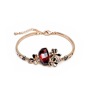 BuySKU70884 Fashion 14K Gold Plated Crystal Bracelet Bangle for Women (Red)