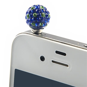 BuySKU70790 Fashion Crystal Ball Decor Anti-dust 3.5mm Earphone Jack Plug Stopper (Dark Blue)