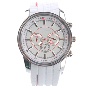 BuySKU70987 Fashion Sawtooth Shaped Soft Wristband Round Dial Men's Quartz Wrist Watch (White)