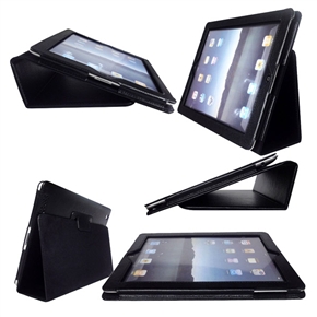 BuySKU71548 Folding Leather Case Pouch Cover Shell with Stand for iPad 2 (Black)