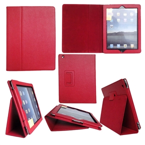 BuySKU71547 Folding Leather Pouch Case Cover with Stand for iPad 2 (Red)