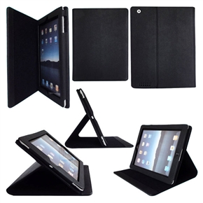 BuySKU71546 Folding Leather Pouch Case with Stand for iPad 2 (Black)