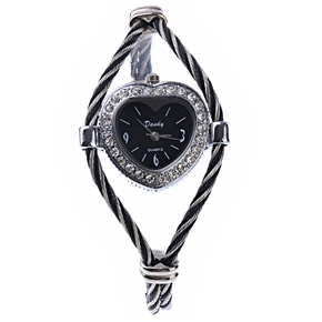 BuySKU71312 Heart Dial Design Wrist Watch with Double-rope Wristband (Black)