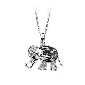 BuySKU70826 Lovely Little Elephant Shaped Crystal Pendant Necklace Jewelry for Women (Black)