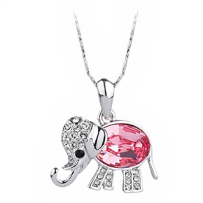 BuySKU70828 Lovely Little Elephant Shaped Crystal Pendant Necklace Jewelry for Women (Pink)
