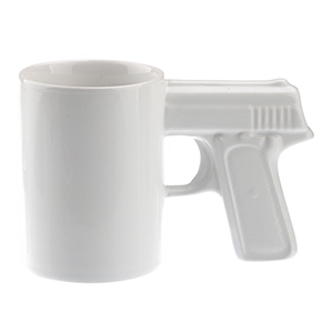 BuySKU71116 Novelty Handgun Pistol Shaped Ceramic Cup Coffee Mug Cup (White)