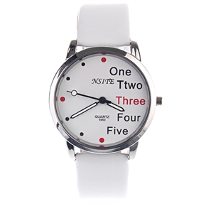 BuySKU71301 One to Five Design Round White Dial Quartz Wrist Watch with PU Leather Band (White)