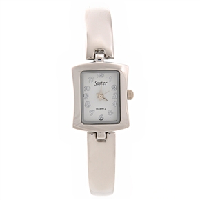 BuySKU70754 Stylish Rectangular Dial Women's Quartz Bracelet Wrist Watch (Silver)