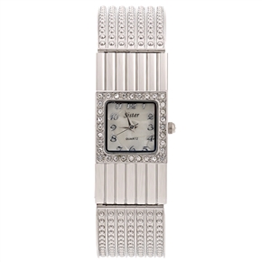 BuySKU70755 Stylish Square Dial Rhinestones Decor Women's Quartz Bracelet Wrist Watch (Silver)