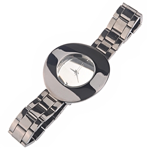 BuySKU70839 Stylish Ultra-large Round Watch Case Round Dial Women's Quartz Wrist Watch