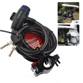 BuySKU70895 TONYON TY533E Universal Anti-theft Steel Cable Motorcycle Bicycle Bike Lock with 2 Keys & Holder (Black)